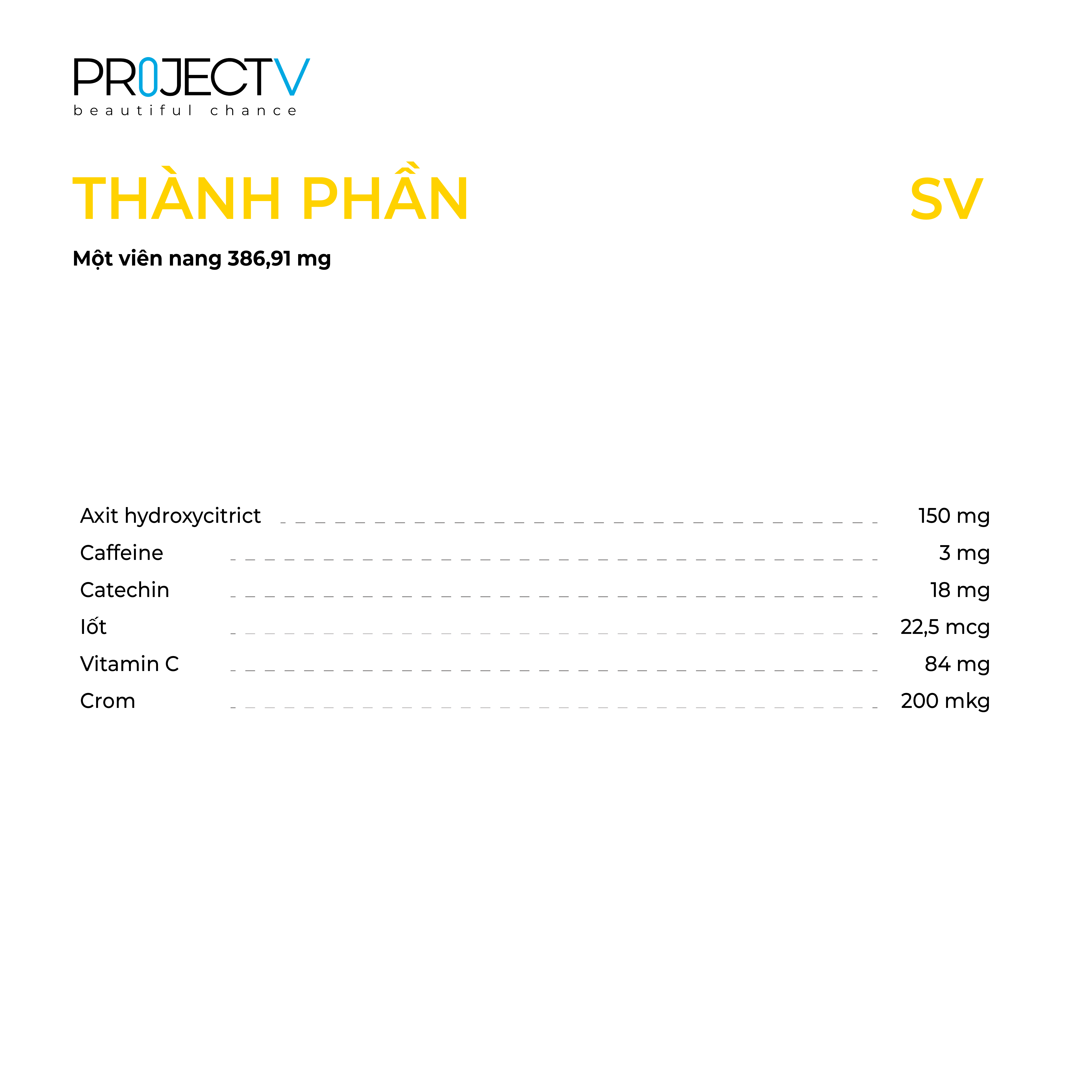 Thực Phẩm Sức Khỏe SV Classic Hit - Thon Thả và Khỏe Mạnh - PROJECT V - Hộp 60 Viên - Xuất xứ Pháp, Hàng Chính Hãng