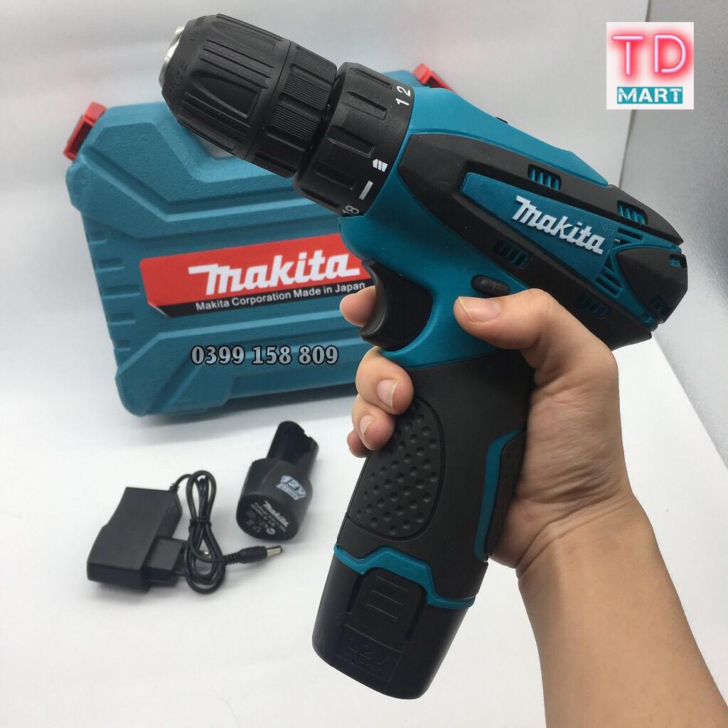 Máy khoan pin makita 12V 100% lõi đồng Tặng Bộ Phụ Kiện Cao Cấp