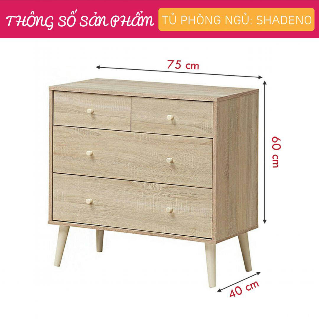 Tủ phòng ngủ gỗ hiện đại SMLIFE Shadeno  | Gỗ MDF dày 17mm chống ẩm | D75xR40xC60cm