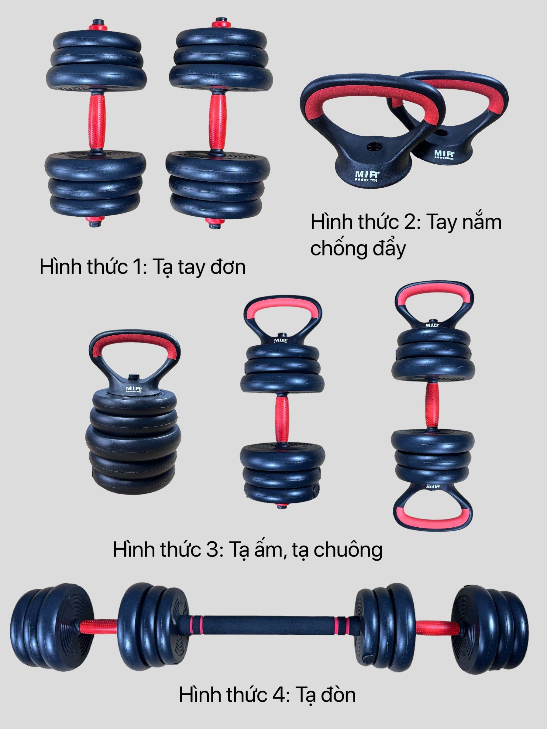 Tạ Tay + Tạ Đẩy kết hợp , 20kg bộ sản phẩm