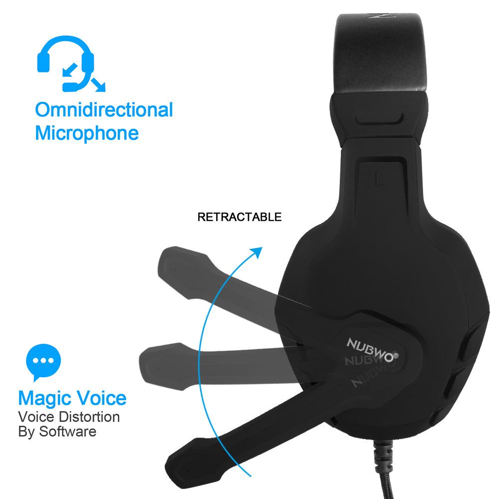 Tai nghe chơi game NUBWO U3 âm thanh nổi 3,5 mm trên tai nghe có micrô cho PS4 PC