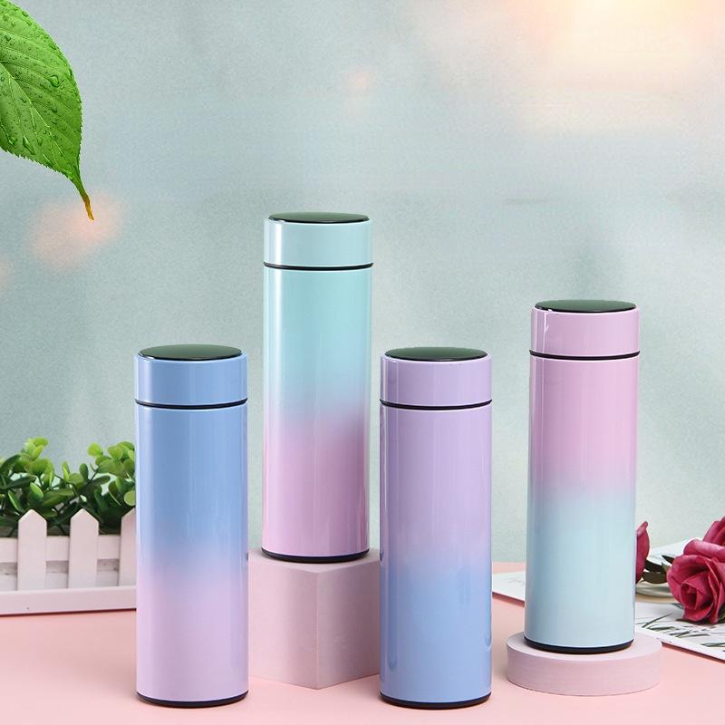 500Ml 17Oz Thể Thao Thông Minh Nhiệt Bình Inox Giữ Nhiệt Bình Nước Cho Trẻ Em Có Đèn LED Hiển Thị Nhiệt Độ