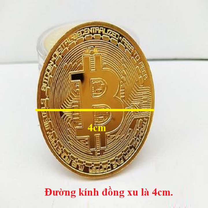 Xu Bitcoin Vàng, đường kính xu 4cm, chất liệu Niken mạ một lớp màu vàng, dùng để sưu tầm, lưu niệm, làm đồ thủ công mỹ nghệ - SP002456