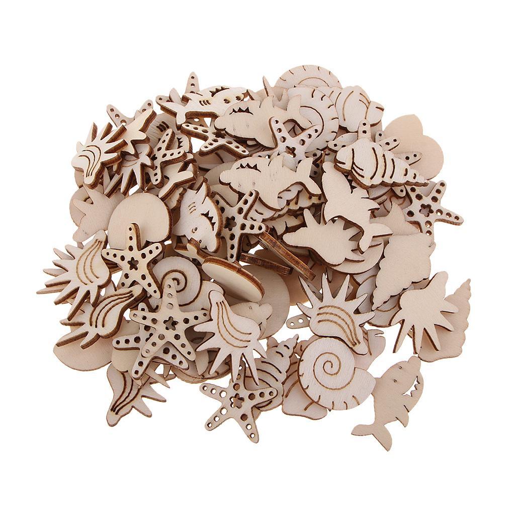 100 Wooden Embellishments Craft Unfinished Wooden Hanging DIY