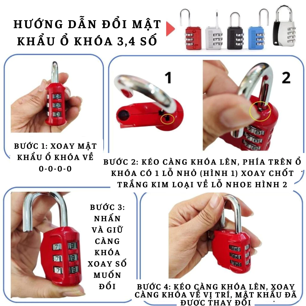 Ổ Khoá Số Khoá Mật Khẩu KUNBE Không Cần Chìa Nhiều Kích Thước An Toàn Chống Trộm