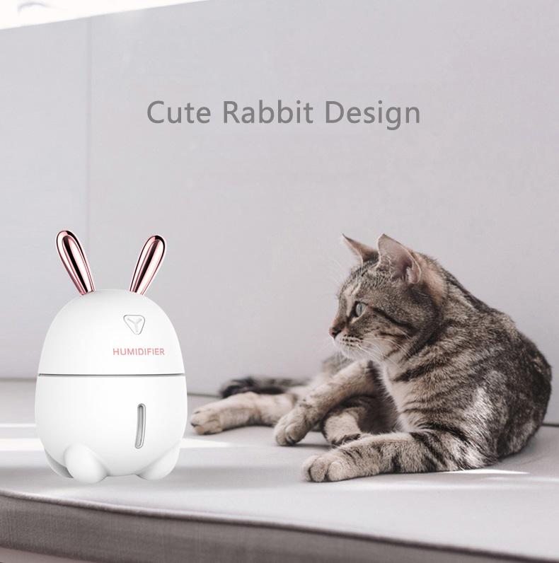 Máy Tạo Độ Ẩm Không Khí 300 Ml Hình Thỏ Dễ Thương Siêu Im Lặng USB Tinh Văn Phòng Không Khí Tươi Hơn Humidificador Máy Lọc Không Khí Sương máy Làm