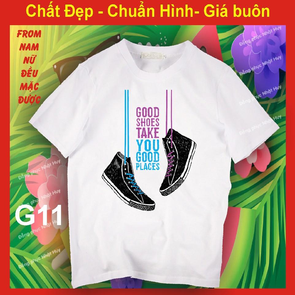 Áo thun in giày đẹp G11, chất đẹp, bao đổi trả, giầy dây, đôi giày đẹp