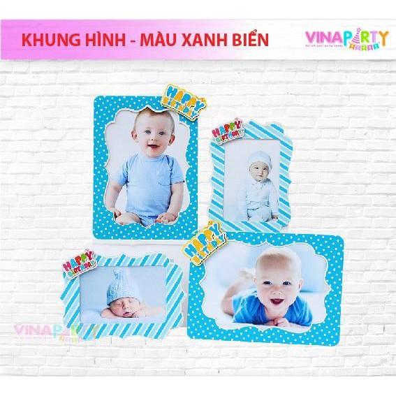 Khung ảnh để bàn bằng giấy trang trí sinh nhật bé chọn màu