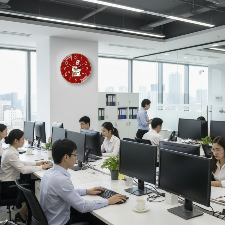 Đồng Hồ Treo Tường Mèo Thần Tài May Mắn