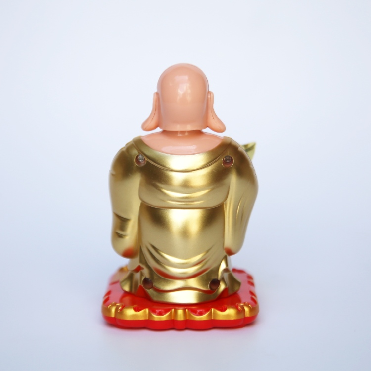 Phật Di Lặc Cầm Thỏi Vàng Vẫy Quạt Năng Lượng Mặt Trời - cỡ nhỏ