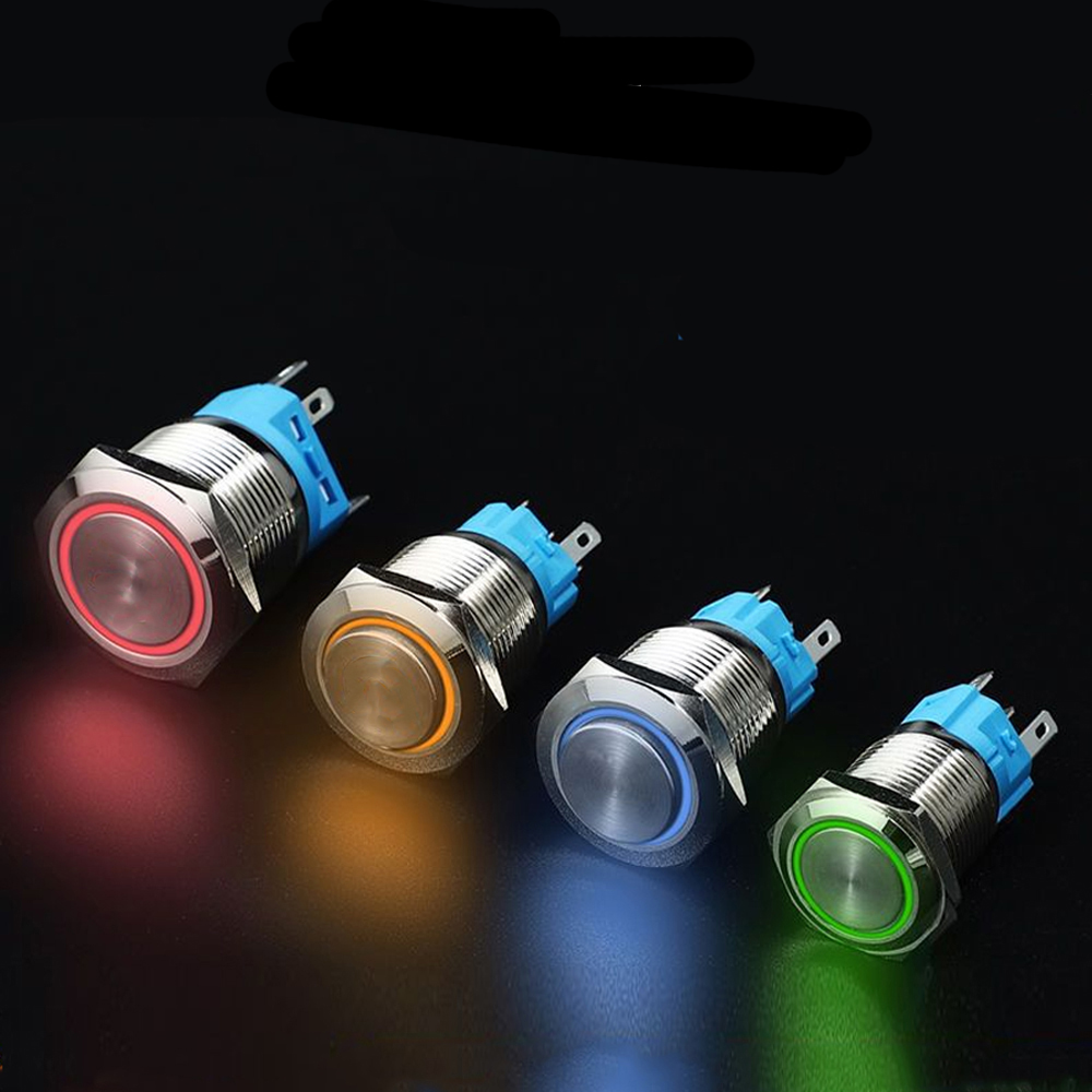 Công tắc nhấn giữ Tự khóa 16mm Loại có đèn LED, Chất liệu Inox chống thấm nước