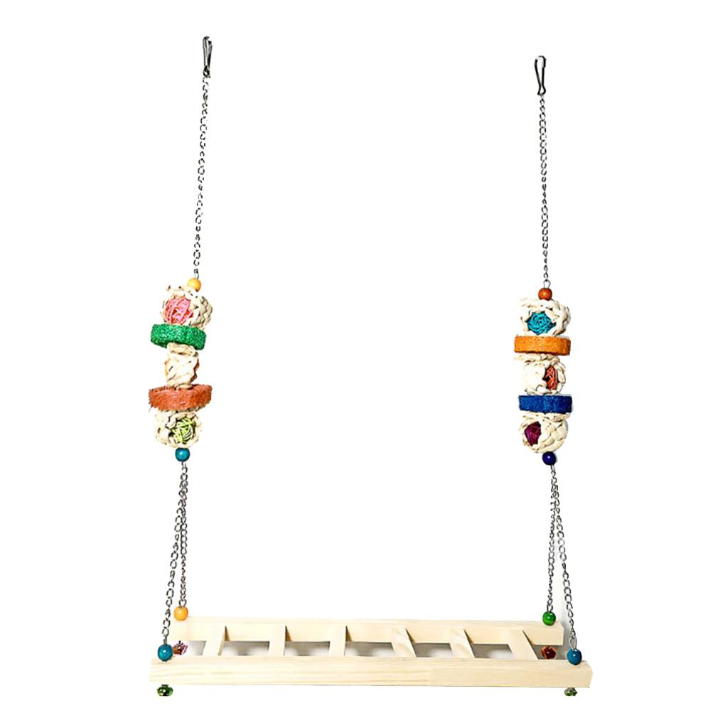 Chicken Swing Ladder Wooden Perch Handmade Bird Toy for Macaw Trainning
