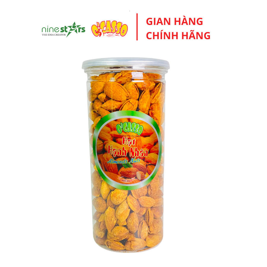 Hạt hạnh nhân rang bơ O'Casso Hộp 500g Nắp thiếc