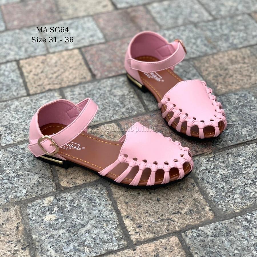 Giày sandal bé gái BibiKids búp bê công chúa dép quai hậu rọ bít mũi cho trẻ em nữ 6 - 12 tuổi đi học êm thời trang SG64