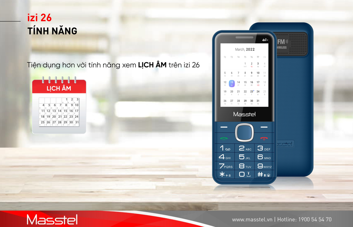 Điện thoại Masstel izi 26 4G - Gọi HD Call - Hàng chính hãng