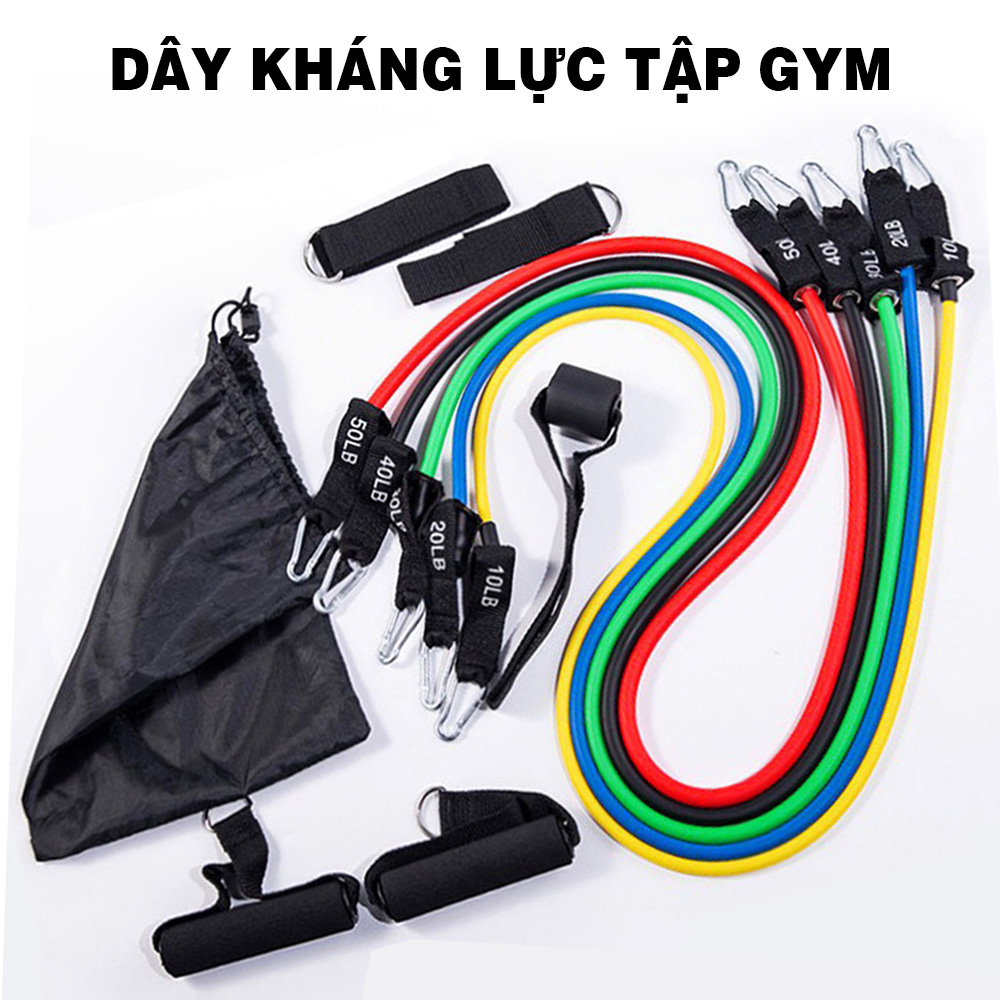 Bộ 5 dây ngũ sắc kháng lực tập Gym - Dây cao su kháng lực hỗ trợ tập toàn thân