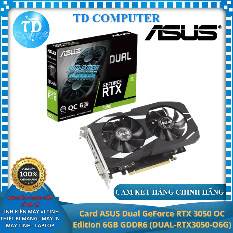 Card màn hình ASUS Dual GeForce RTX 3050 OC Edition 6GB GDDR6 (DUAL-RTX3050-O6G) - Hàng chính hãng Vĩnh Xuân phân phối