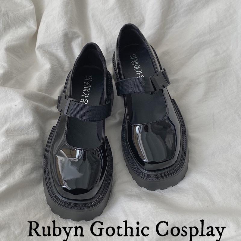 Giày Lolita Oxford Mũi Vuông quai bấm ( Trắng, đen ) size 35 - 39. A108
