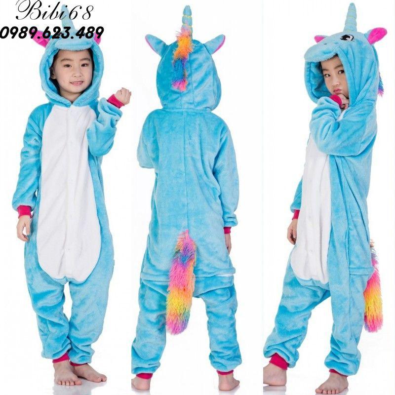 Bộ Đồ hình thú liền thân lông mịn Pijama dành Cho Người Lớn và Trẻ Em Hoạt Hình Cosplay