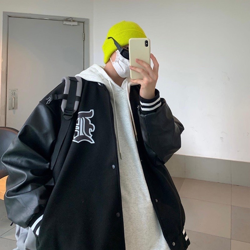 Áo bomber D phối da