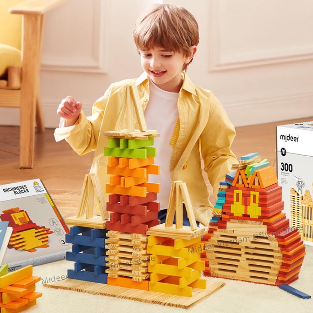 Hình ảnh Đồ chơi xây dựng xếp hình gỗ sáng tạo Mideer Archimedes City Blocks 300 mảnh ghép