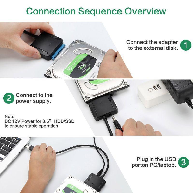 Cáp Chuyển Đổi Usb 3.0 Sang Sata 3 Cho Ổ Cứng 2.5in 3.5in Hdd Ssd