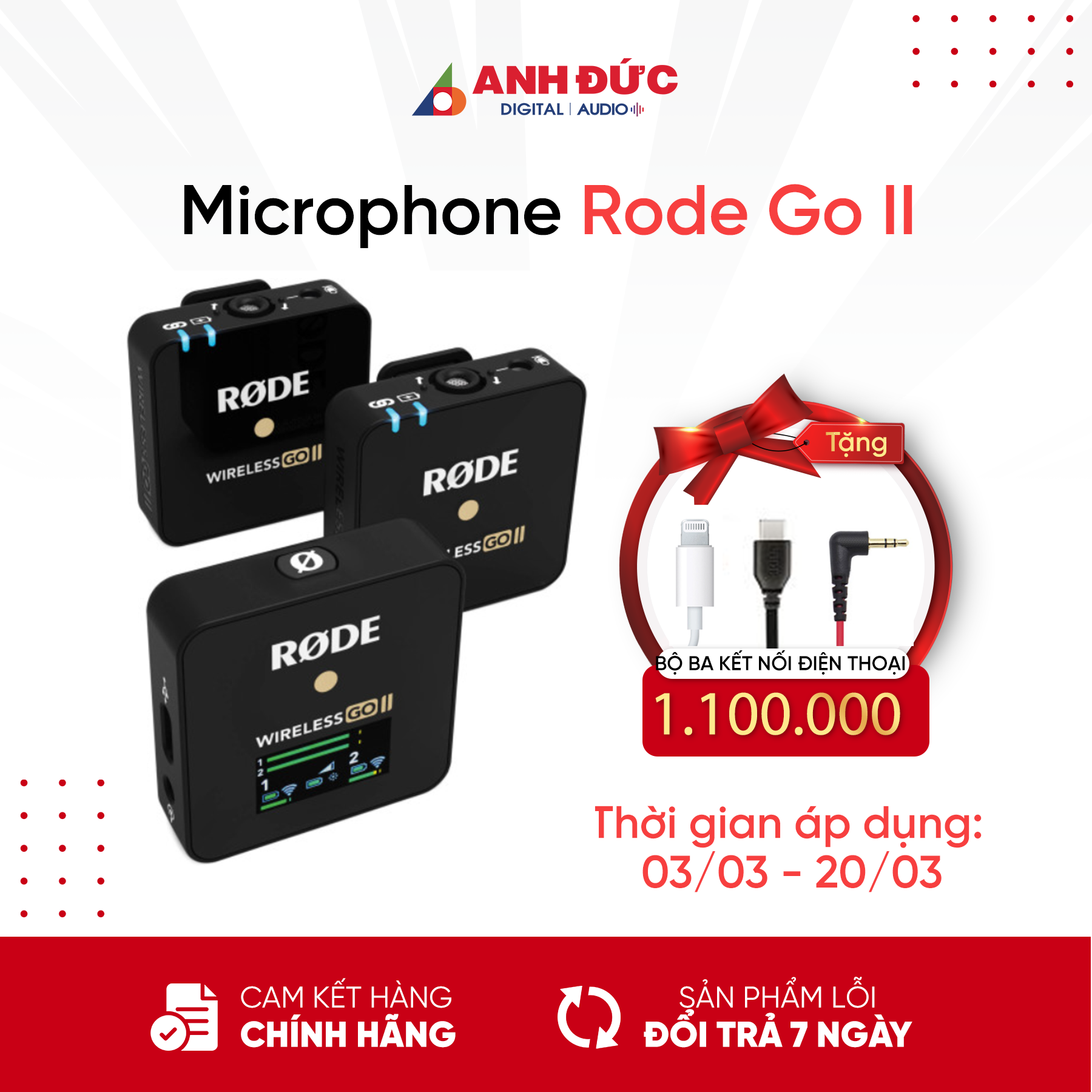 Microphone Rode Wireless Go II ( 2 phát và 1 thu ) - Chính Hãng