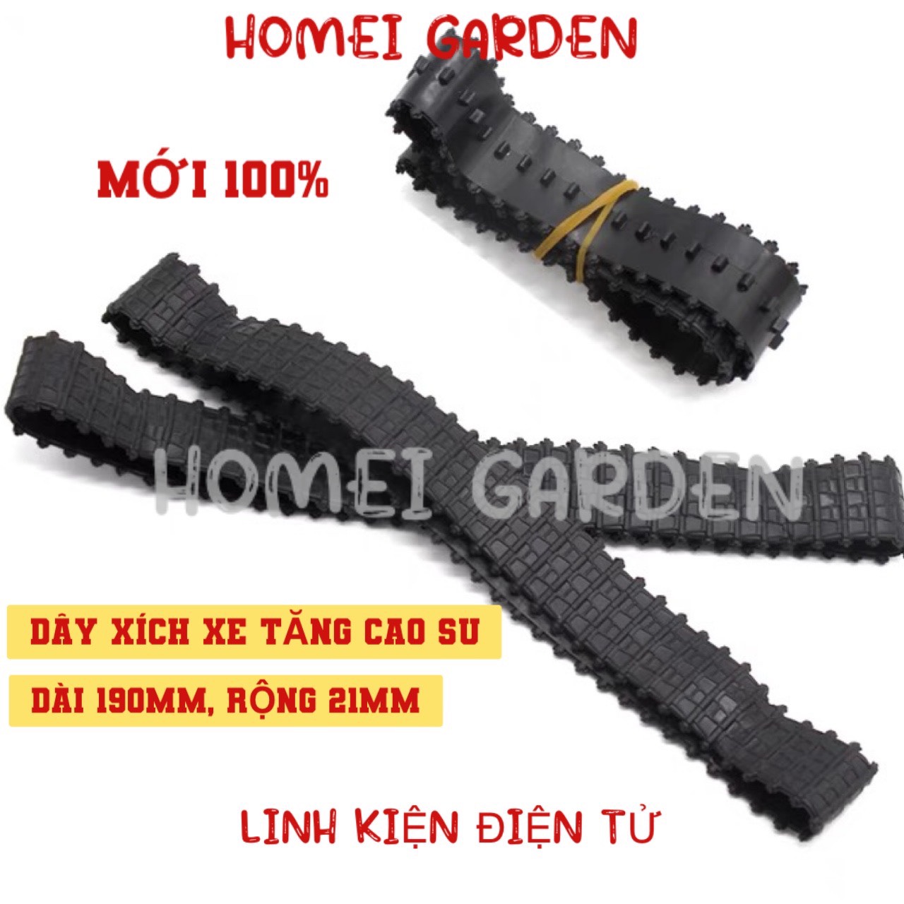 Bánh xích cao su kín điều khiển từ xa mô hình xe rô bốt bánh lốp phụ kiện đồ chơi dài 190mm rộng 21mm - HM0212