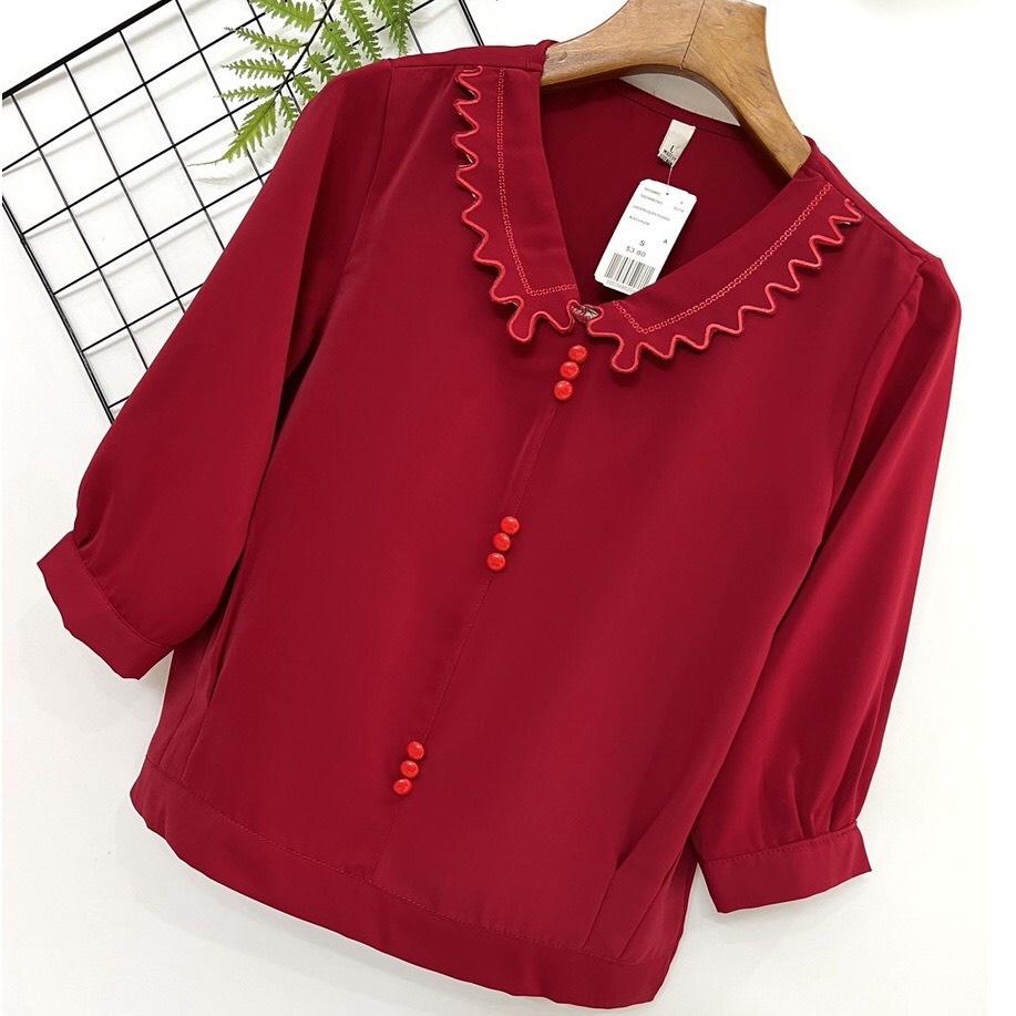 ️Áo Trung Niên️ Mẫu Áo Trung Niên Form Rộng, Cổ Gợn Sóng Cách Điệu Lụa Mango Đẹp Sang Trọng Tặng Mẹ