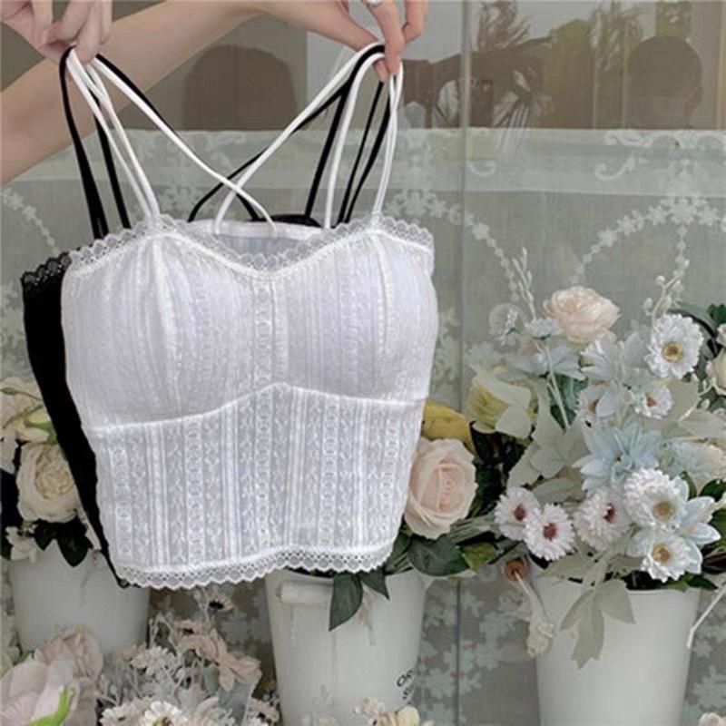 Áo Bralette Mút Mỏng Phối Ren Croptop