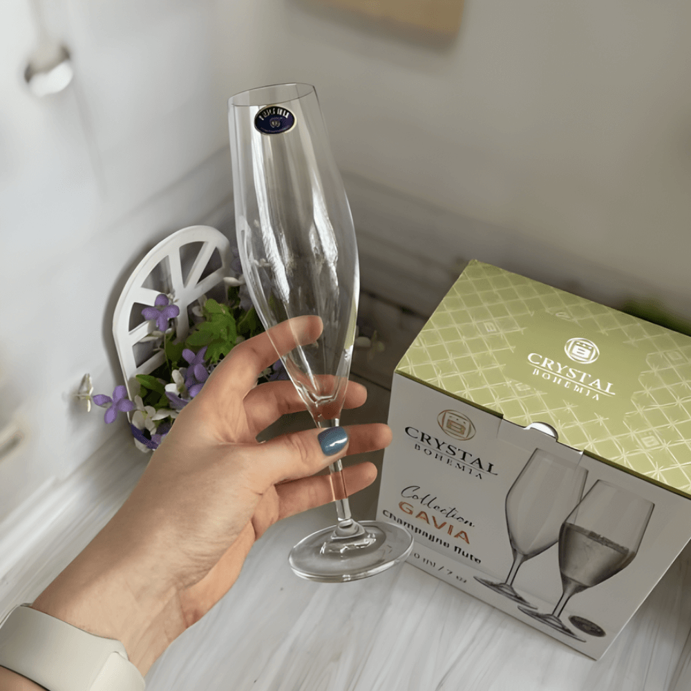 Set 6 ly champagne Gavia 210ml Crystal Bohemia Hàng chính hãng