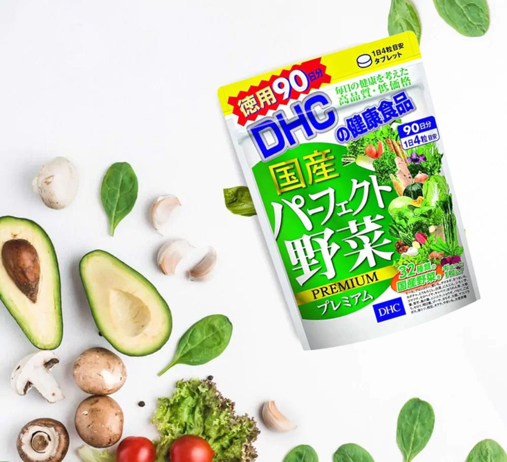 Thực Phẩm Bảo Vệ Sức Khỏe DHC Perfect Vegetable Premium Japanese Harvest Bổ Sung Chất Xơ 60 Viên 34.2g