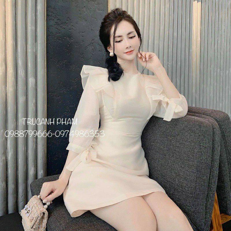 Đầm tay phồng phối bèo lai