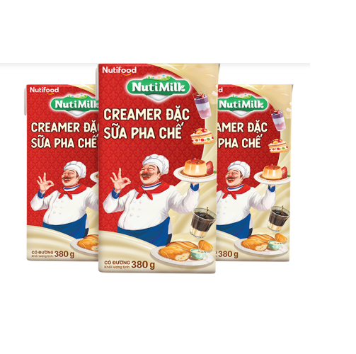 (Bao bì mới) Combo 2 hộp Creamer Đặc Sữa Pha Chế  Có Đường NutiMilk Hộp 380Gr