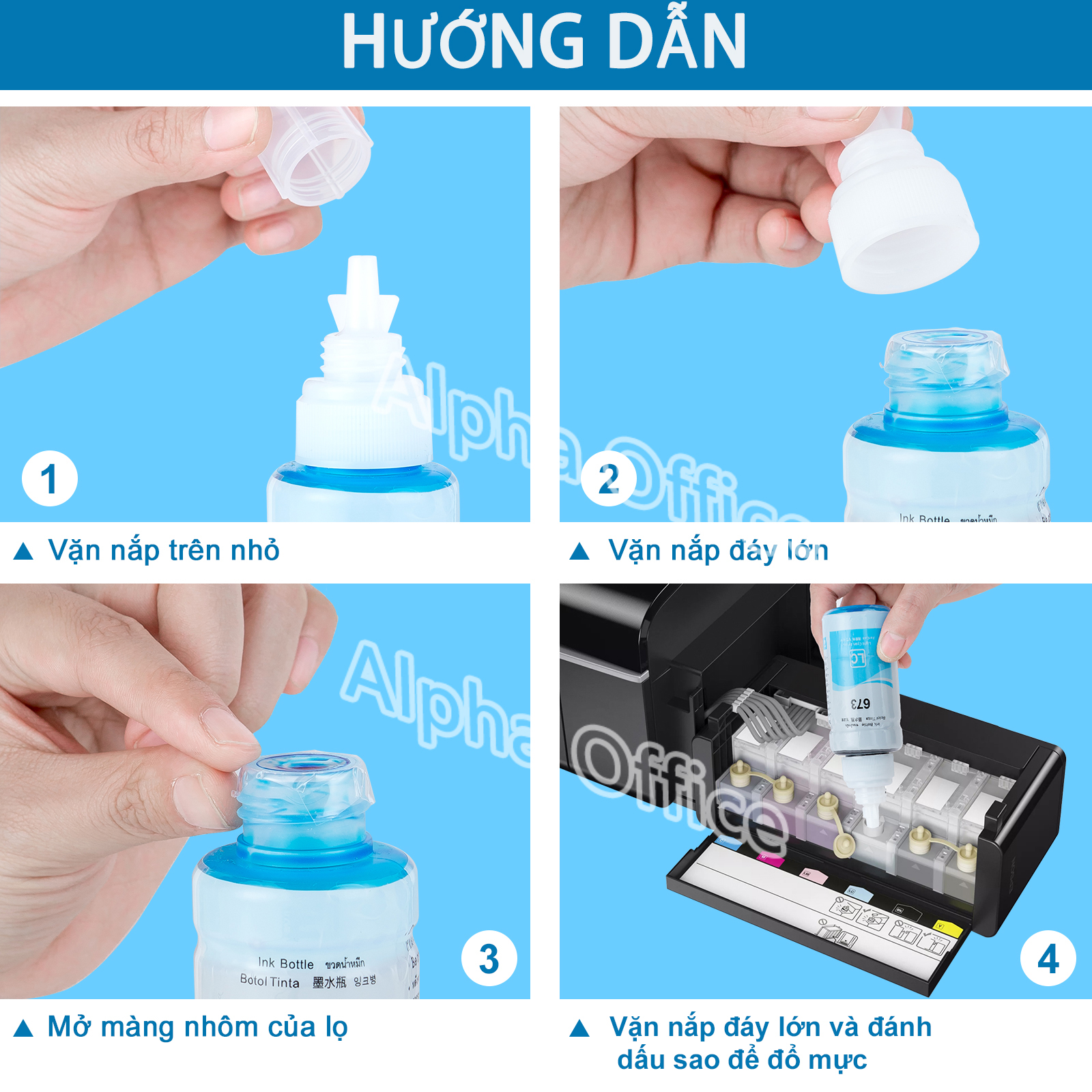 Set mực mã 673 6 màu dành cho máy Epson 1390/1400/1430/L1800/L805/L800/L850-Hàng nhập khẩu