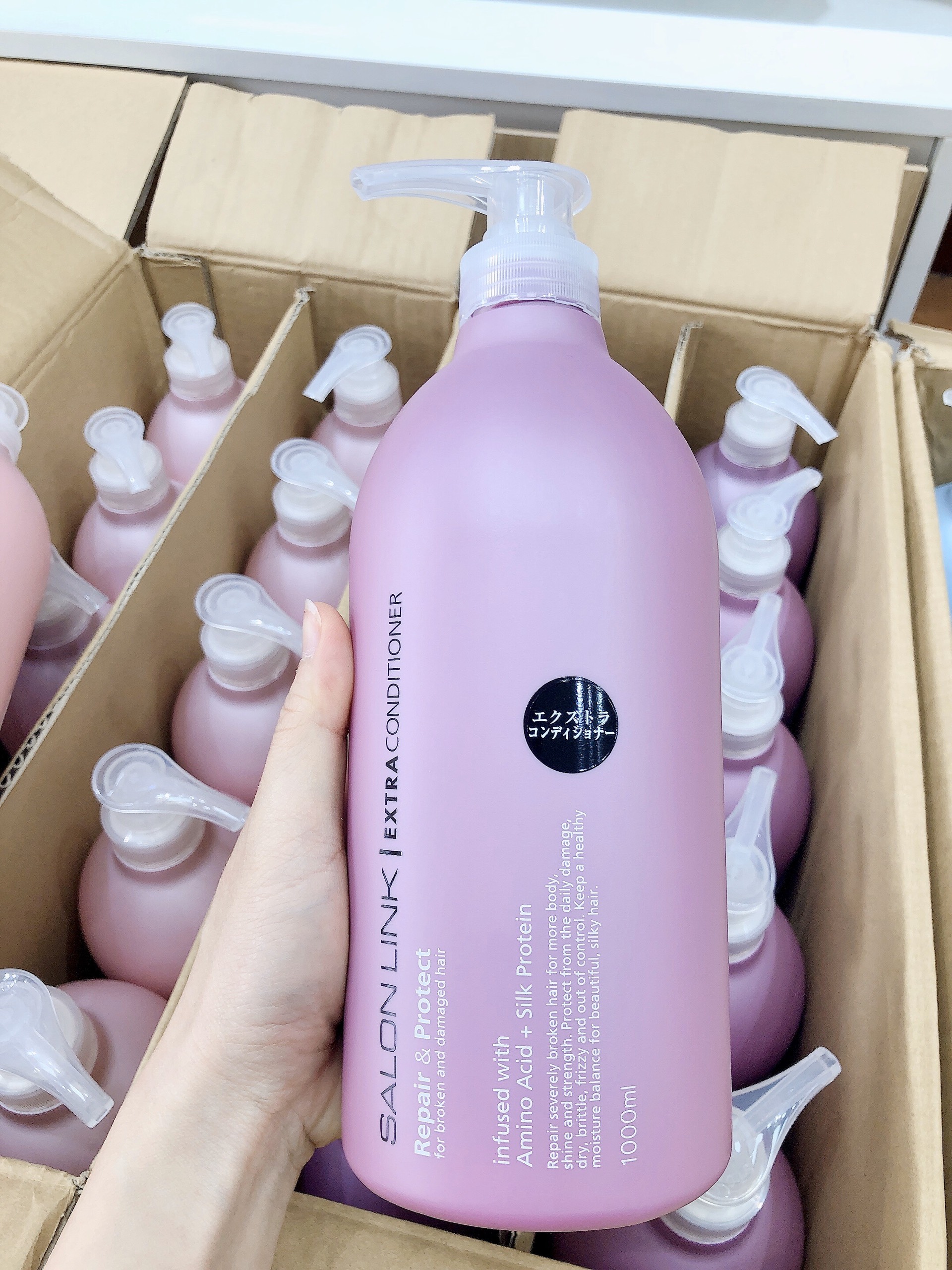 Dầu Xả Salon Link Extra Dưỡng Tóc Nhật Bản 1000ml (Màu Hồng Tím) - Dành Cho Mọi Loại Tóc - Không Gây Bết