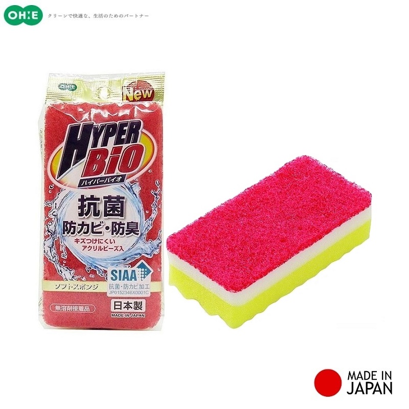 Mút rửa chén bát, xoong nồi kháng khuẩn & khử mùi Ohe Hyper Bio Made in Japan