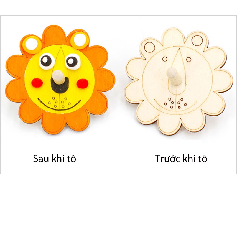 Đồ chơi DIY - Con quay gỗ cho bé tô màu phát huy tính sáng tạo, phát triển trí tuệ