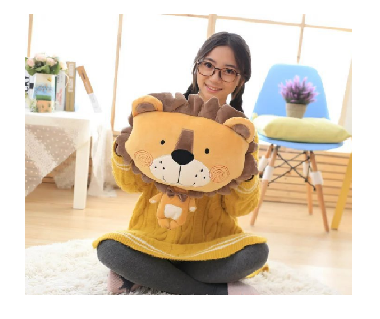 Gối kèm mền Sư Tử siêu cute chức năng 3 trong 1, nỉ nhung cực mịn, bộ chăn gối văn phòng