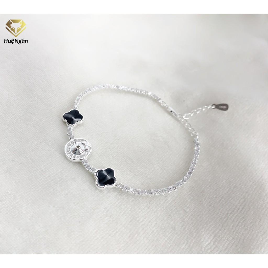 Lắc tay bạc 925 Huệ Ngân - Cỏ Bốn Lá May Mắn X13