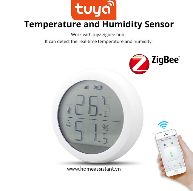 Màn Hình Đo Nhiệt Độ Độ Ẩm Dán Tường Zigbee 3.0 Tuya ZHS01