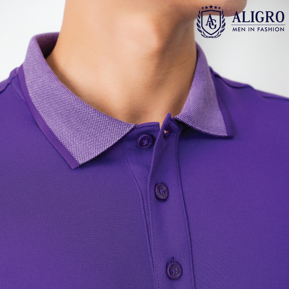 Áo phông polo nam trơn màu tím aligro ALGPLO27