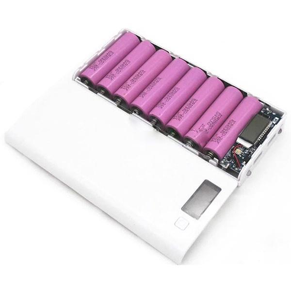 Hộp Pin Sạc Dự Phòng Diy 8x18650 Hai Cổng Usb Màu Trắng