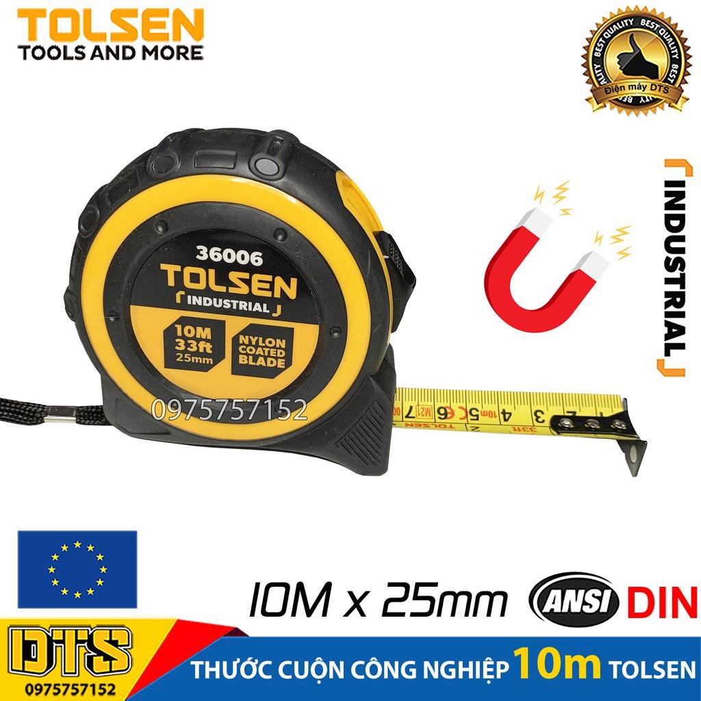 Thước rút, thước cuộn thép công nghiệp TOLSEN tích hợp nam châm, vỏ bọc cao su cao cấp chống sốc - Tiêu chuẩn châu Âu