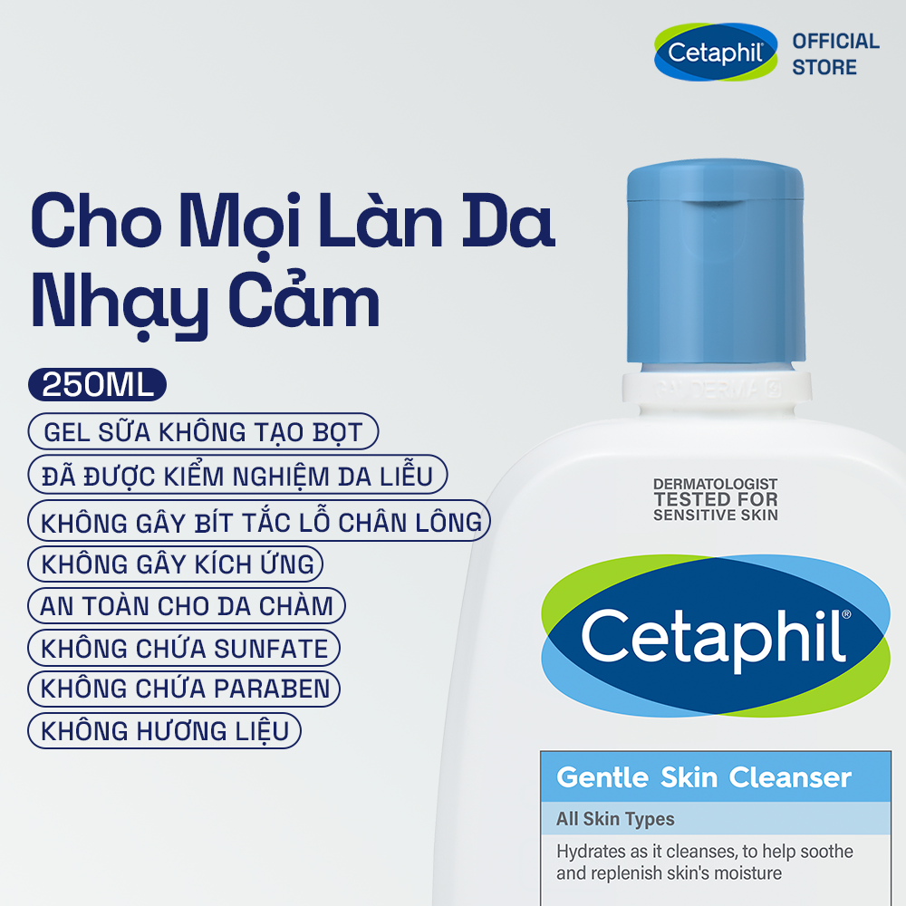 Sữa rửa mặt dịu lành cho da nhạy cảm Cetaphil Gentle Skin Cleanser 250ml Sữa rửa mặt dịu lành cho da nhạy cảm Cetaphil Gentle Skin Cleanser 250ml