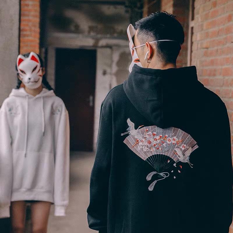 Áo hoodie dáng rộng in họa tiết phong cách Trung Hoa hai màu thời trang cho nam và nữ size M - 5XL