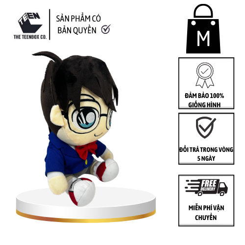 Gấu bông Conan, Thú bông Conan size M, Gấu bông hoạt hình cho bé, Gấu bông mền mịn 33cm - Sản Phẩm Có Bản Quyền, Phân Phối Bởi Teenbox