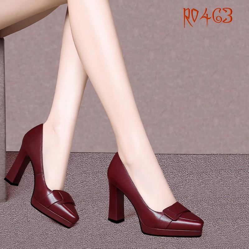 Giày cao gót nữ da lì, gót trụ ROSATA RO463 - 8p - Đen, Đỏ - HÀNG VIỆT NAM - BKSTORE