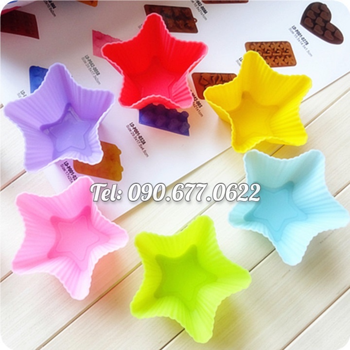 Bộ 10 khuôn silicon 3 lớp làm bánh, rau câu, bánh bông lan, bánh da lợn, bánh Cookie ngôi sao 5 cánh – Mã số 1155