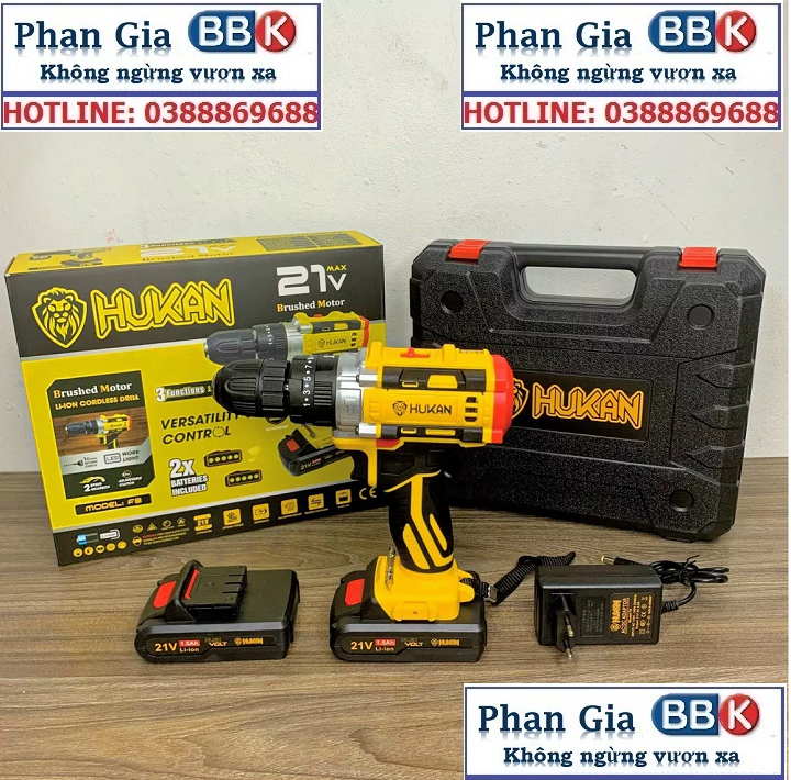 Hình ảnh Máy khoan pin HUKAN 21V 3 chức năng tặng bộ phụ kiện mũi khoan